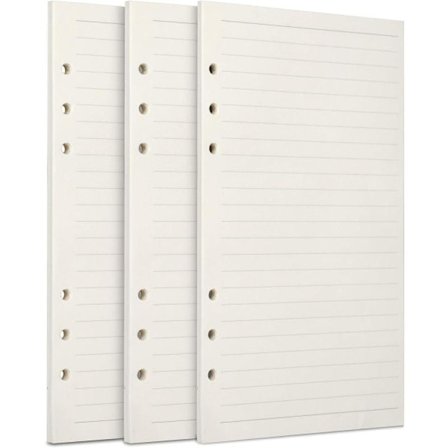 A6 Refillpapir, 3 pakker 100GSM Tykt Genopfyldeligt Papir 6 Huls Refillark Løsblad Refill 135 Ark (270 Sider)