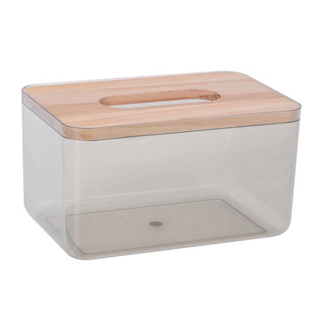 Transparent Tissue Box Holder Slitesterk PP Komprimert Tre Serviettboks med Sklisikker Bunn for Hjem Stue Svart Liten