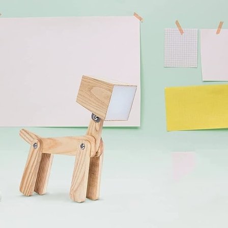 Sjov unik hundebordlampe dæmpbar berøringssensor, justerbar træ