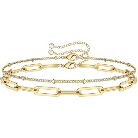 Snygga guldarmband för kvinnor, justerbart armband i lager Söt Evil Eye Oval Chain Pearl Bar Turt