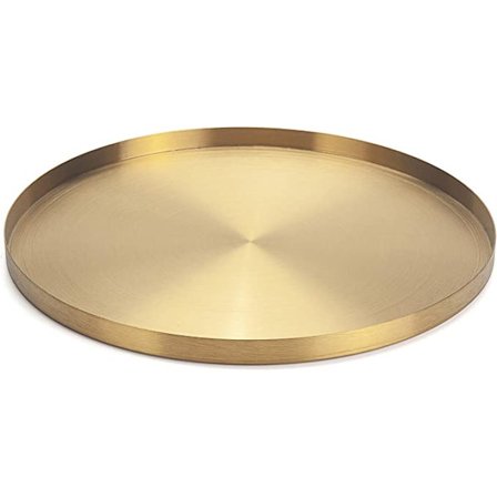 (30cm) Rund Guld Rustfrit Stål Serveringsbakke Smykker og Makeup