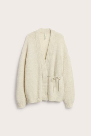 Kappahl | Cardigan med knytebånd i ullmiks | Lys beige