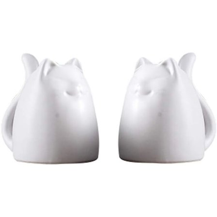 Keramisk dekor Hvite katter Figur Hjem Hage Hytte Dekorativ 2stk