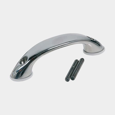 Poignée de maintien bateau, profil ovale, pour boulon traversant avec extrémité inclinée, avec 2 trous de vis en acier inoxydable résistant aux acides