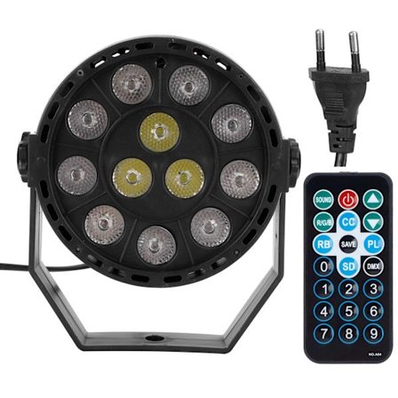 RGB Spotlight med 12 LED Chips Lydkontrol Fjernbetjening til Fest KTV EU 90-240V