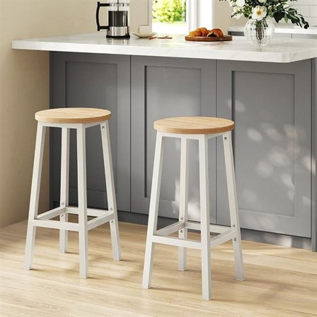 Barstole 65 cm sæt á 2 – Hvid/Eg