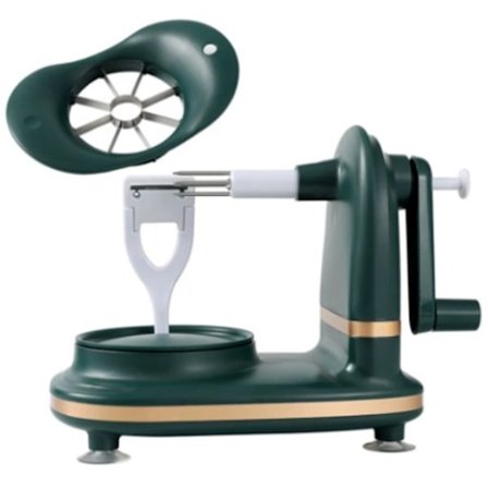 Frugtskræller - Manuel æble- og pæreskræller - Med sugekop og skridsikker base - Køkkentilbehør - Mørkegrøn