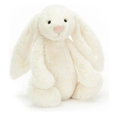 Jellycat Pehmolelu, Jellycat Bashful Bunny -pehmolelu, Pehmolelu, jossa on pehmeät, pörröiset korvat – 33 cm, valkoinen, TH,A