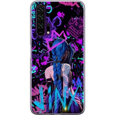 Yhteensopiva Puhelinkuori Honor Honor 20 Pro Värikäs graffitipiirustus, jossa on sinipäinen hahmo urbaanissa katutaidetyylissä