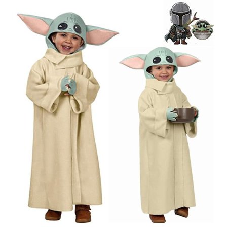 Halloween jul maskerade kostyme for barn Yoda baby + hodebeskyttelse