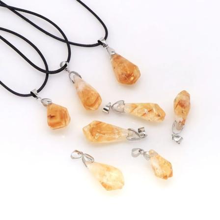 Brasilien Citrin Hänge Naturlig Healing Polerad Energi Sten Kristall För DIY Smycken Göra Mode Halsband Kärlek Present Partihandel 20 pcs
