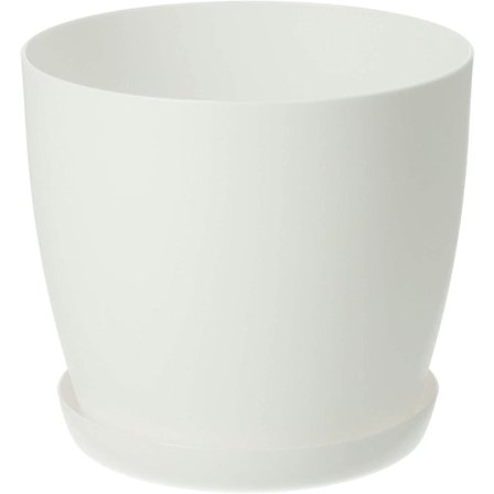 Blomkrukor 6 färger 8 storlekar Matt Plastkrukor Kruka + Fatbricka Deko (Vit, 12 cm)—yux