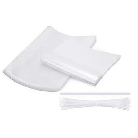 100 Stykker Krympeposer til Fjerkræ Transparent Varmekrympende Poser og 100 Stykker Lynbindere og Klar