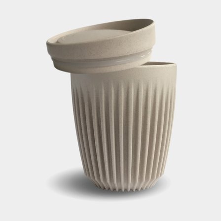 Travel mug / coffee cup with lid HuskeeCup & Lid 8oz Natural, recycled coffee husk, beige, 23.5 cl / 235 ml