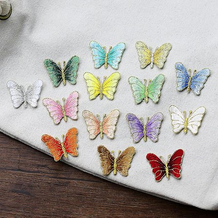 Dww-14 stykker sommerfugle broderi stryge-på patch 3.8x3cm, broderi klistermærke stryge-på patches sy-på Ecusson klistermærker til tøj, rygsække,
