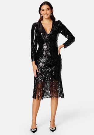YAS Flapper 7/8 Sequin Dress Black Klær