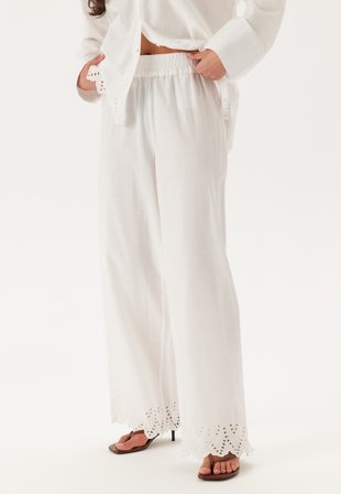 ONLY - Onlpaula Tulum Emb Pull-up Pan - Bright White Detail:bright Whi - Kläder - - Bubbleroom