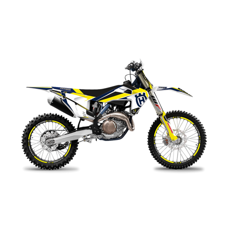 Blackbird Dream 4 Komplett Dekalkit Med Sadelöverdrag Vit-Gul-Blå - Husqvarna FE 450 2020-2022