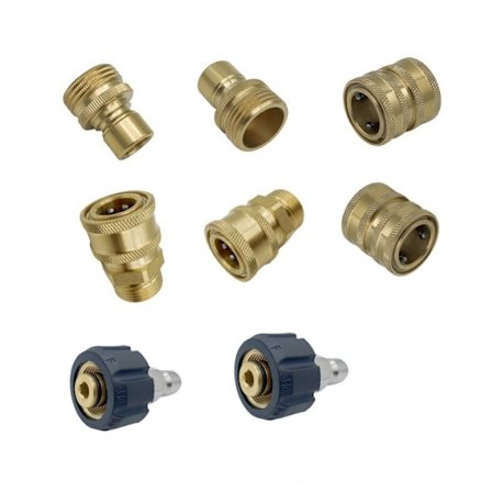 8 stk. tilbehør til høytrykksvasker, høytrykksvaskeradaptersett messing høytrykksvaskeradapterssett for slanger og pumper M22-14 hunnkran + 3/8" plugg
