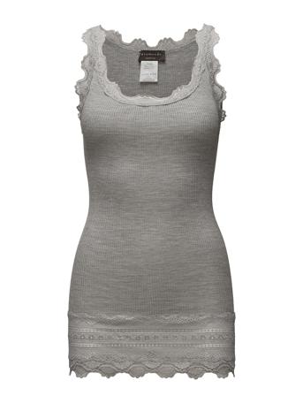 Silk Top W/ Lace T-shirts & Tops Sleeveless Grå Rosemunde
