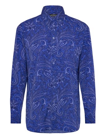 Lauren Ralph Lauren Relaxed Fit Paisley Crepe Shirt - Blue - M