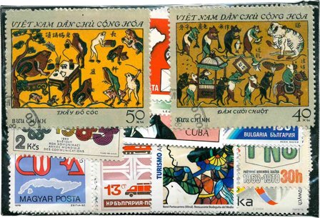 Design - 100 forskellige frimærker