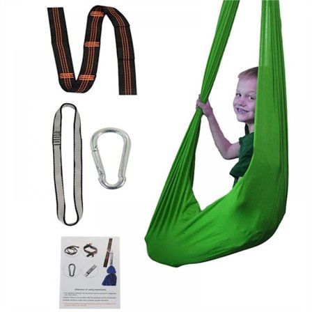 Hengekøyesving for barn, 360° dreibar opphenger med mykt pustende stoff, terapihuske for barn som støtter autisme og sensorisk prosessering, sensorisk