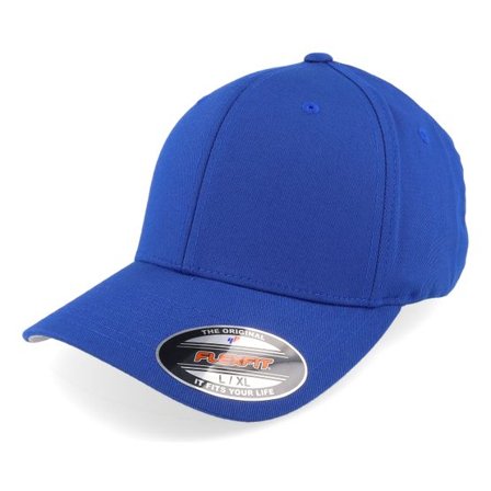Flexfit - Blå flexfit Keps - Wooly Combed Royal Flexfit @ Hatstore