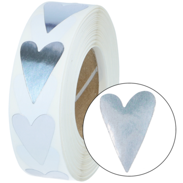 ETIKETT HJERTE SØLV 17X30 RULL