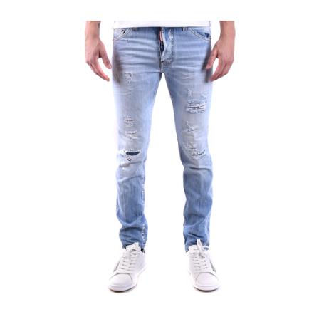 Dsquared2, Distressed-Effect Straight-Leg Jeans Blauw, Heren, Maat:M,Katoen
