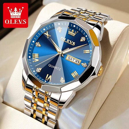 Olevs Herre-Ur Quartz Klassisk Rustfrit Stål Diamant Luksus Håndleds Ur Forretnings Klassisk Quartz Analog Ur Til Mænd 9931 (FMY)