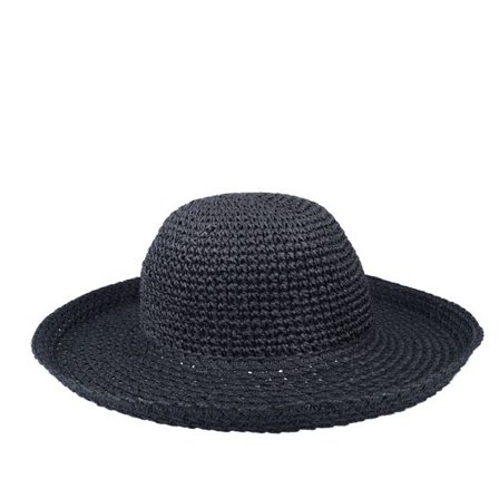 Seeberger - Svart straw Hatt - Paper Crochet Bolero Black Straw Hat @ Hatstore