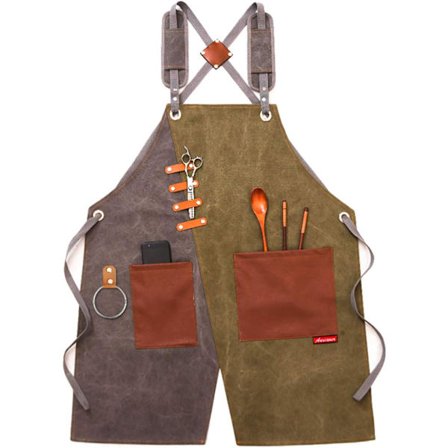 Verkstedforkle med lommer, delt ben - Justerbart forkle kompatibelt med menn og kvinner