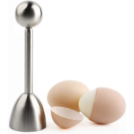 Eggeåpner i rustfritt stål for hardkokte og bløtkokte egg, kokte og posjerte egg, knekker, fjerner