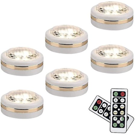 Trådlösa LED-lampor med fjärrkontroll, 6-pack, LED-klädskåpslampor, underbelysning, sticklampor