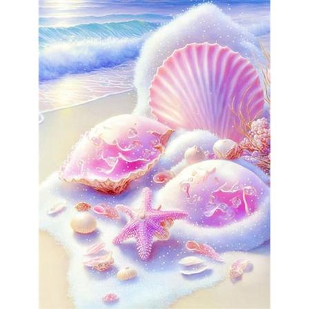 30x40cm, Pink Seashell Diamond Art Kit 5d diamantmalet rhinest