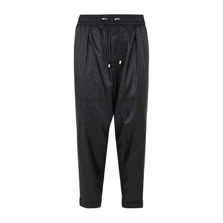 Balmain, LOW Crotch Monogram Pants Zwart, Heren, Maat:S,nylon