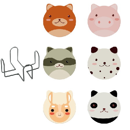 IC 6-delat glasunderlägg, med mugghållare, rund keramisk sten