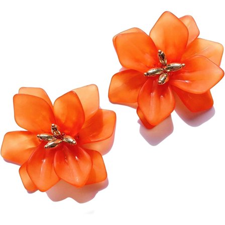 Heyone Fashion Bohemian Akryl Store Blomster Øreringe Matte Blomster Dangle Øreringe med Guld Blomsterknopper til Kvinder Piger Mor Elsker og Venner