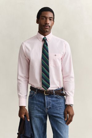 GANT Herren Banker Stripe Classic Oxford-Hemd (S) Rosa