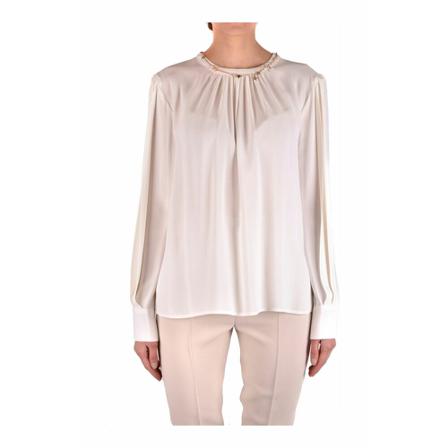 Elisabetta Franchi, Ca 00976E2V226 Viscose Blouse Beige, Dames, Maat:M