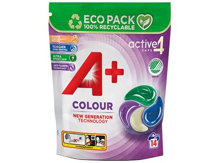 A+ Tvättkapslar A+ Color Active4 14/fp - Lyreco - Städ och hygien - Tvättmedel och klädvård - Tvättmedel