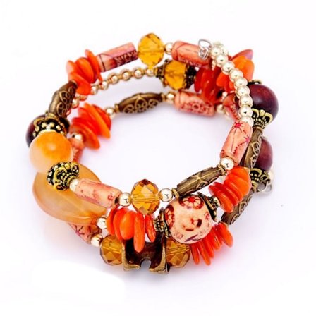 Armbånd Vintage Skaller Agat Perler Stene Krystal