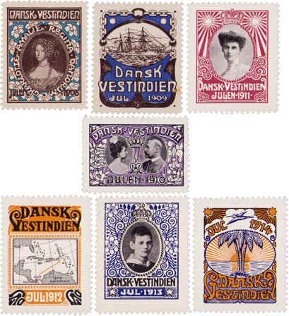 Dansk Vestindien - 7 forskellige julemærker