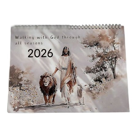 2026 Bibelhistorier Kunstkalender 2026 Vægophæng Månedlig Kalender 21x28,5 cm til Hjemmekontor Vægdekoration[HK]