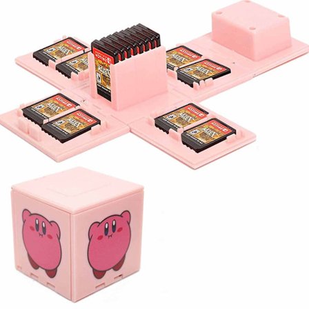 Spillbeholder for Nintendo Switch - Spillbeholder for spillkort - Spillbeholderkube for spillkortorganisator for Nintendo Switch med 16 spillkortspor