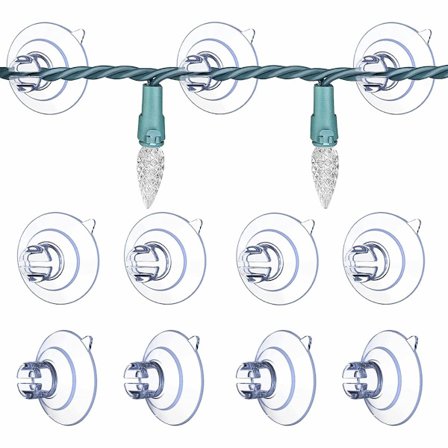 60 stk. - Sugekopper til lyskæder - Sugekopkrog - Ophængskroge til lyskæder