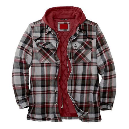 Quiltet Tykk Rutete Langermet Løs Jakke Herre Hettegenser Quiltforet Flanell.S.Rød Rød S Rød S
