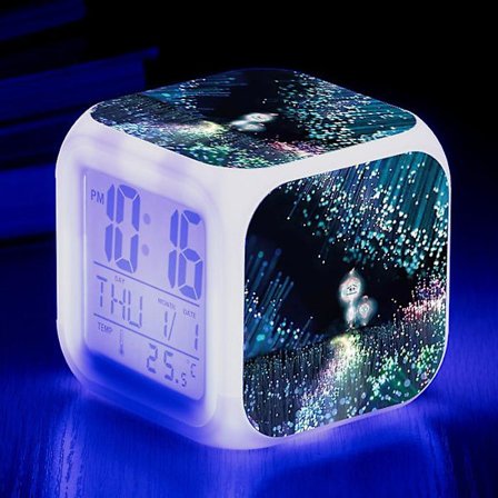 Wekity Anime Mind Adventure Fargerik Vekkerklokke LED Firkantet Klokke Digital Vekkerklokke Med Tid, Temperatur, Alarm, Dato
