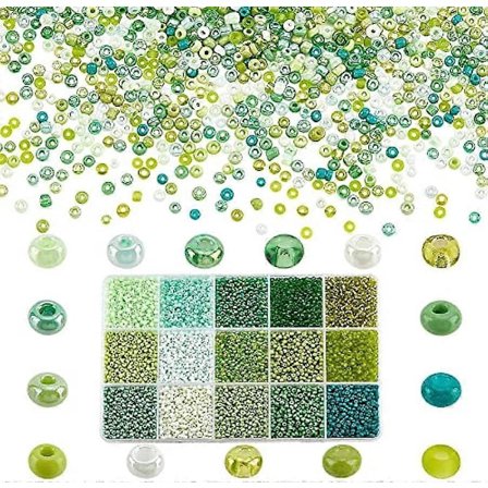 12000 st 2 mm Gröna Fröpärlor 12 0 Glasfröpärlor Runda Ponnypärlor Midjepärlor Mini Avståndshållare